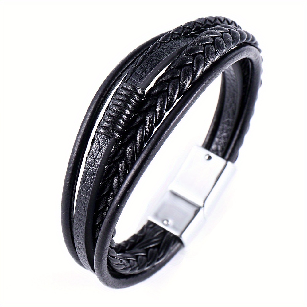 Men's Wrap Bracelet Multilayer PU Leather Braided Bangle