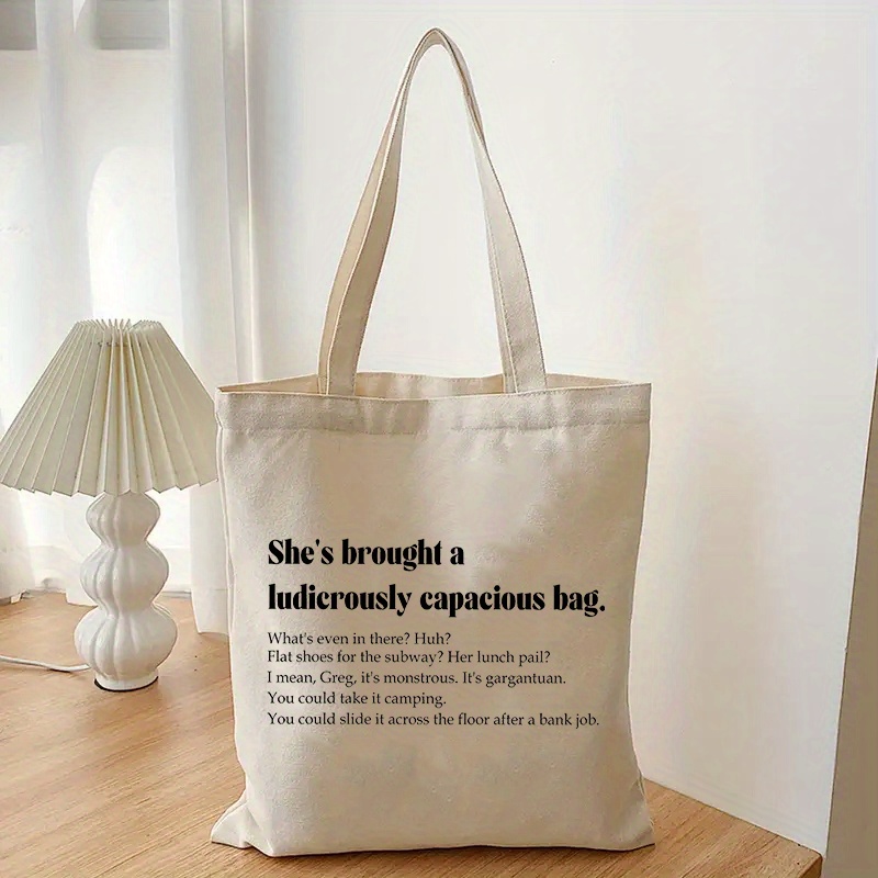 Speech Ludicrously Capacious Tote Bag Canvas Casual Shoulder - Temu