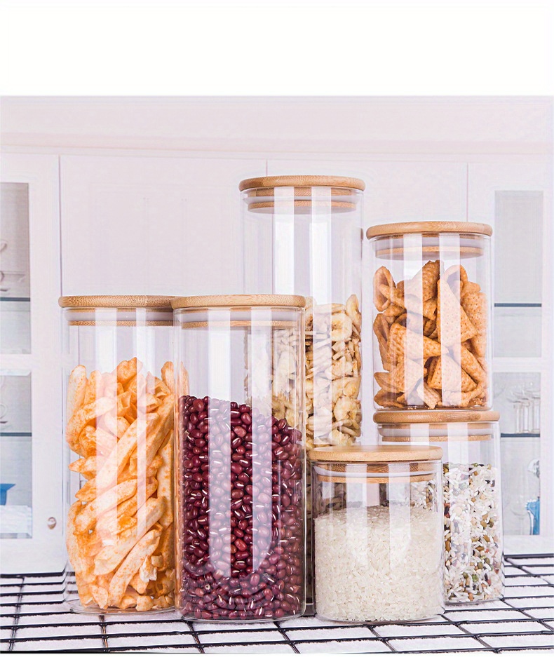 Portable Transparent Food Storage Container With Bamboo Lids And