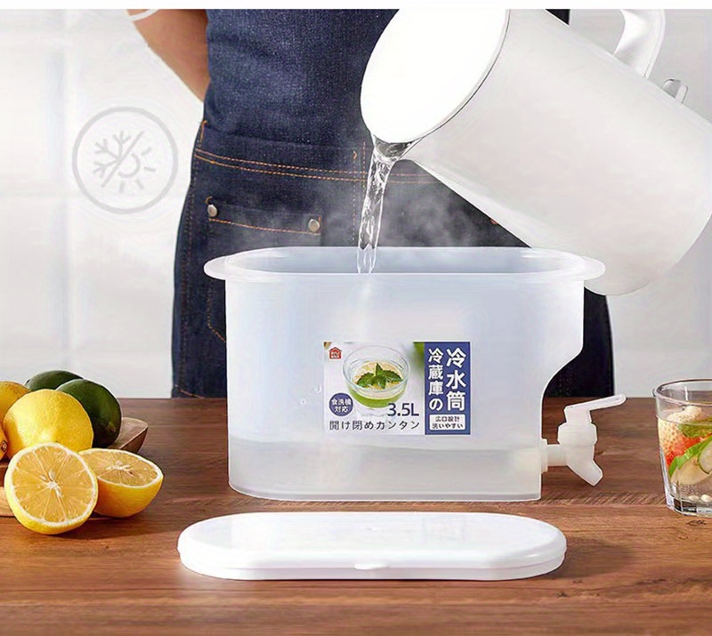 the cold water kettle comes with its own faucet modern and simple lemon fruit cold and hot beverage kettle can be stored in a refrigerator home plastic bucket details 5