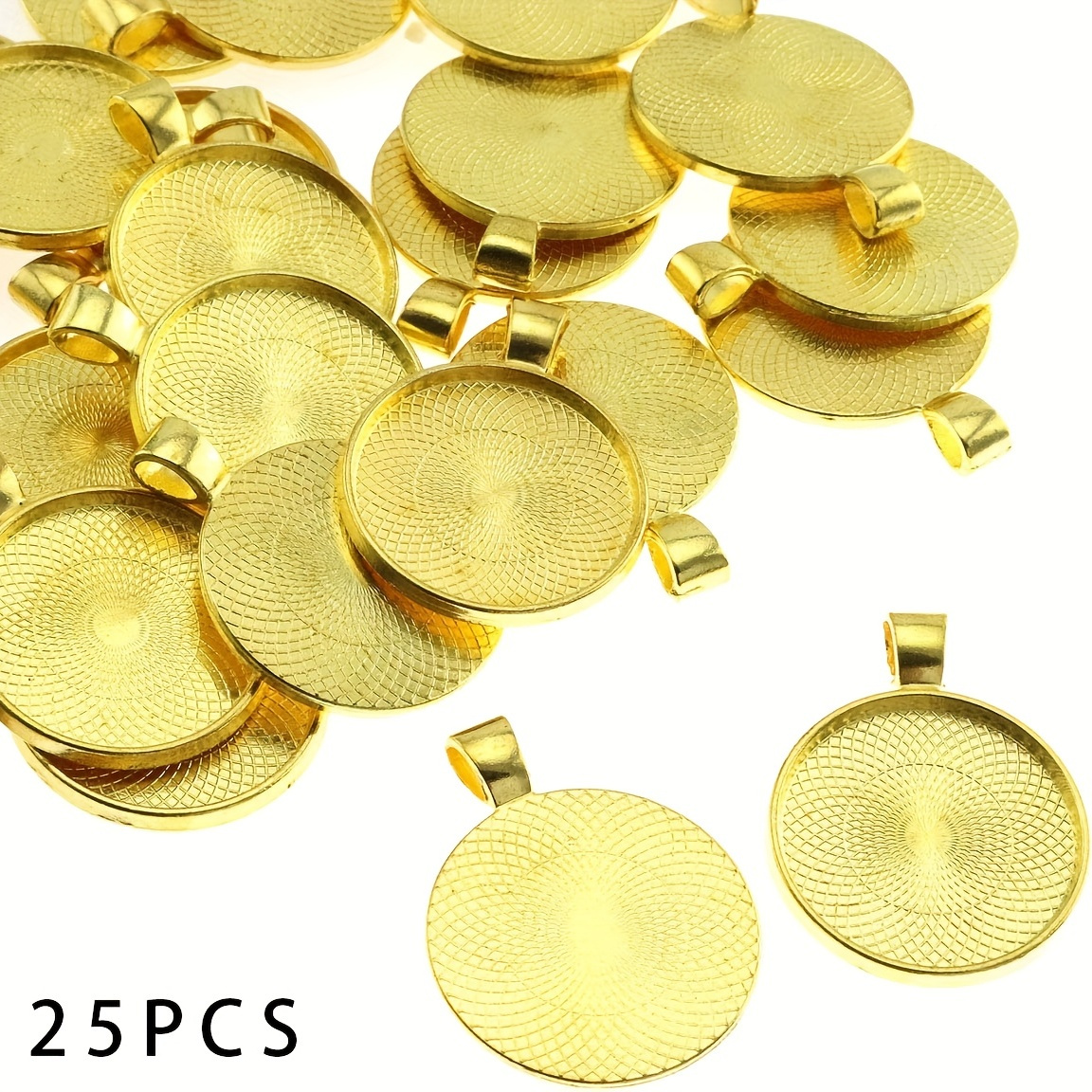 20PCS 25mm Keychain Cabochon Base Setting Trays Bezel Supplies For Handmade Key  Chain DIY Making Jewelry Findings Accessories