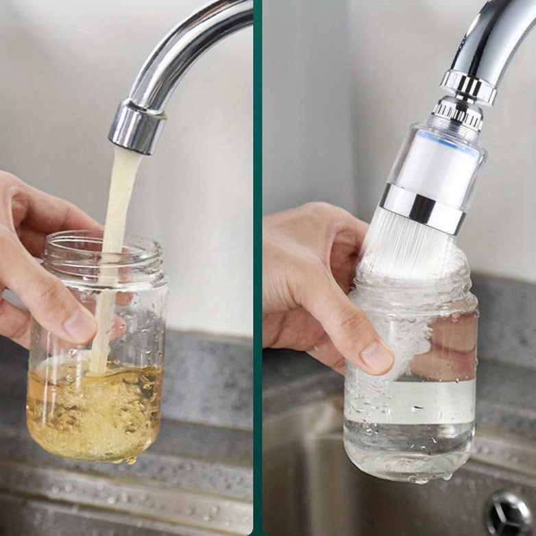 ABS Wasserhahn Filter Ltsbaed 360° Drehbar Wasserfilter Wasserhahn mit 2  Stück PP-Baumwollfilterelement Spritzfest Entkalkung Wasserhahnfilter