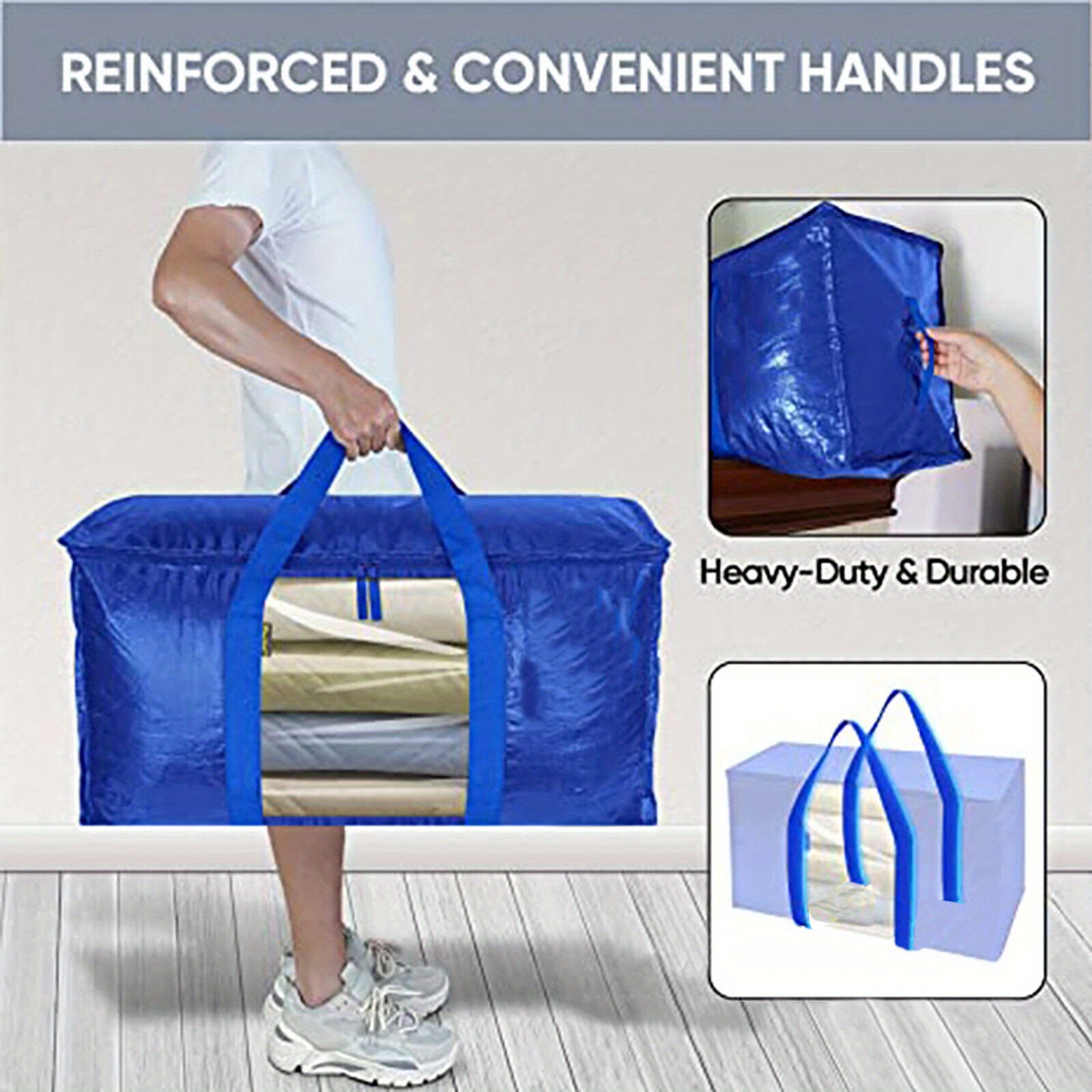 1pc Heavy Duty Extra Large Storage Bag With Backpack Straps