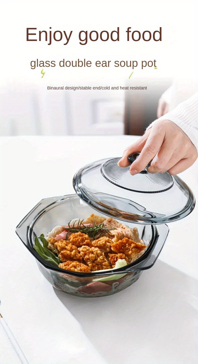 Household Double Ear Glass Pot Double Handle Soup - Temu