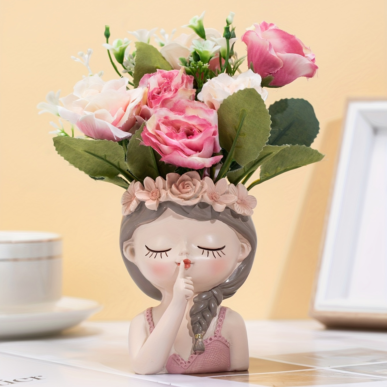 1pc Creative Fairy Resin Desktop Small Flower Pot Balcony