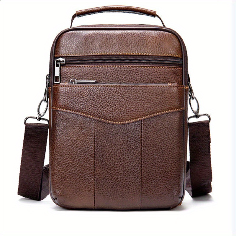 Genuine Leather Crossbody Chest Bag Multifunctional Sling Bag Business ...