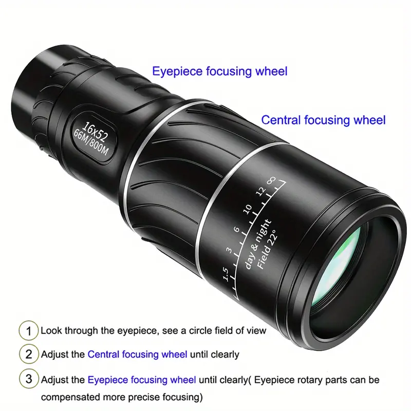 apexel hd dual focus monocular 16x52 bk4 prism compact scope for adults kids camping accessories telescope for outdoor hunting tourism bird watching details 7