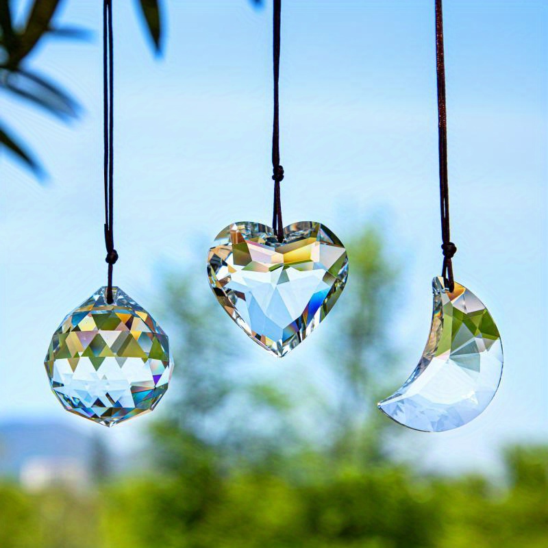 Clear Suncatcher Crystal Prism Ball Heart Moon Window Decor