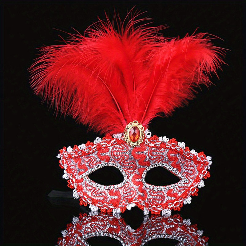 Máscaras de medio rostro con plumas rojas – MaskshopVenice.com