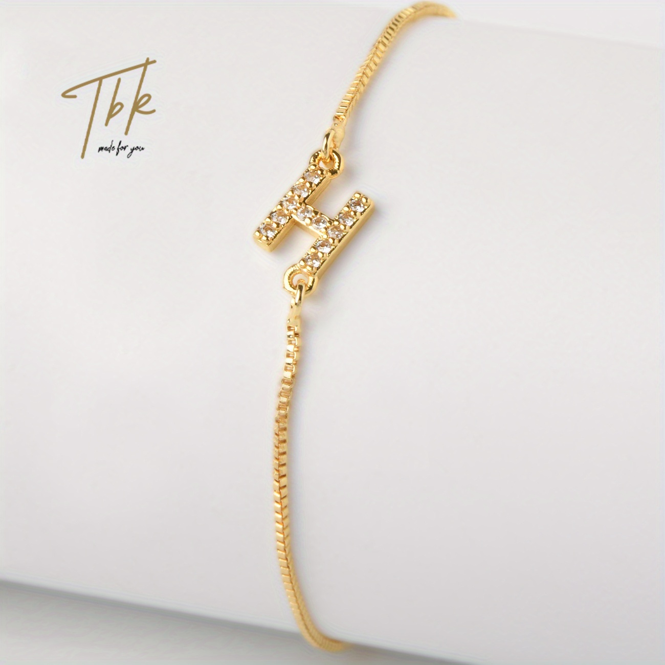 18k Gold Plated Alphabet Name Bracelet Hand Jewelry Sparkling