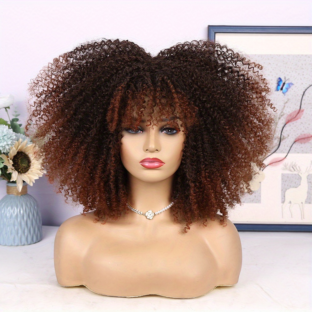 Synthetic Fiber Afro Wigs Women Heat Temu