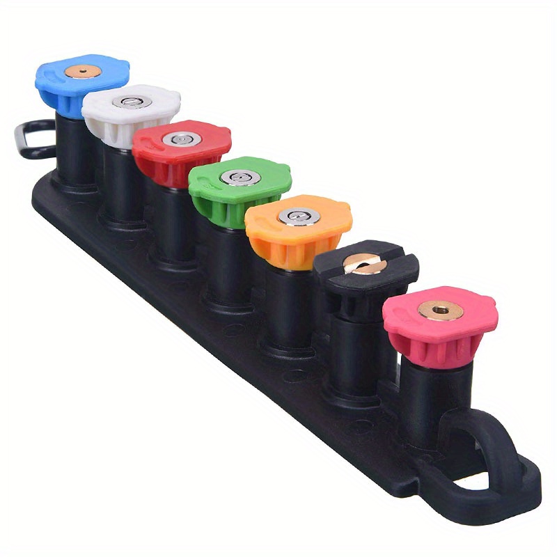 E-shop 7 Hochdruckreiniger-Düsen mit 1/4" Außengewinde-Anschlüssen, inklusive Seifen-Düse, 0°, 15°, 25° und 40° Reinigungs-Düsen
