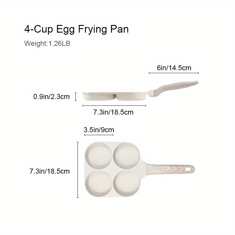 Aluminum 4-Cup Egg Frying Pan, Non Stick Egg Cooker Pan