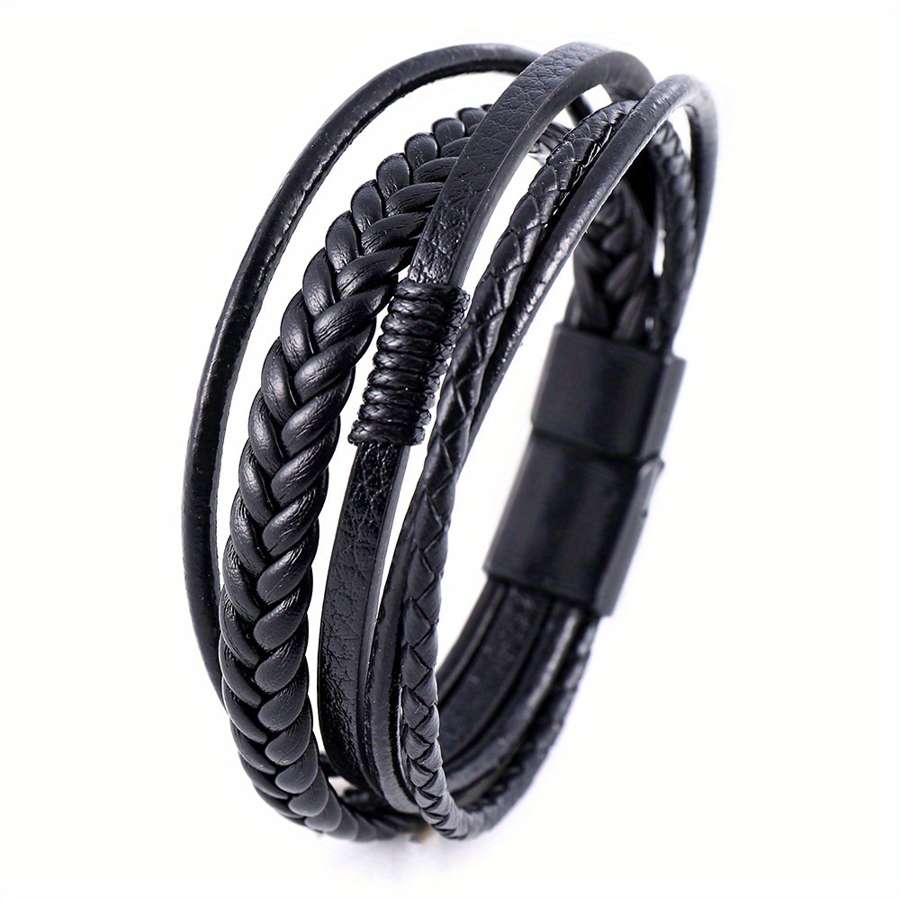 Men's Wrap Bracelet Multilayer PU Leather Braided Bangle