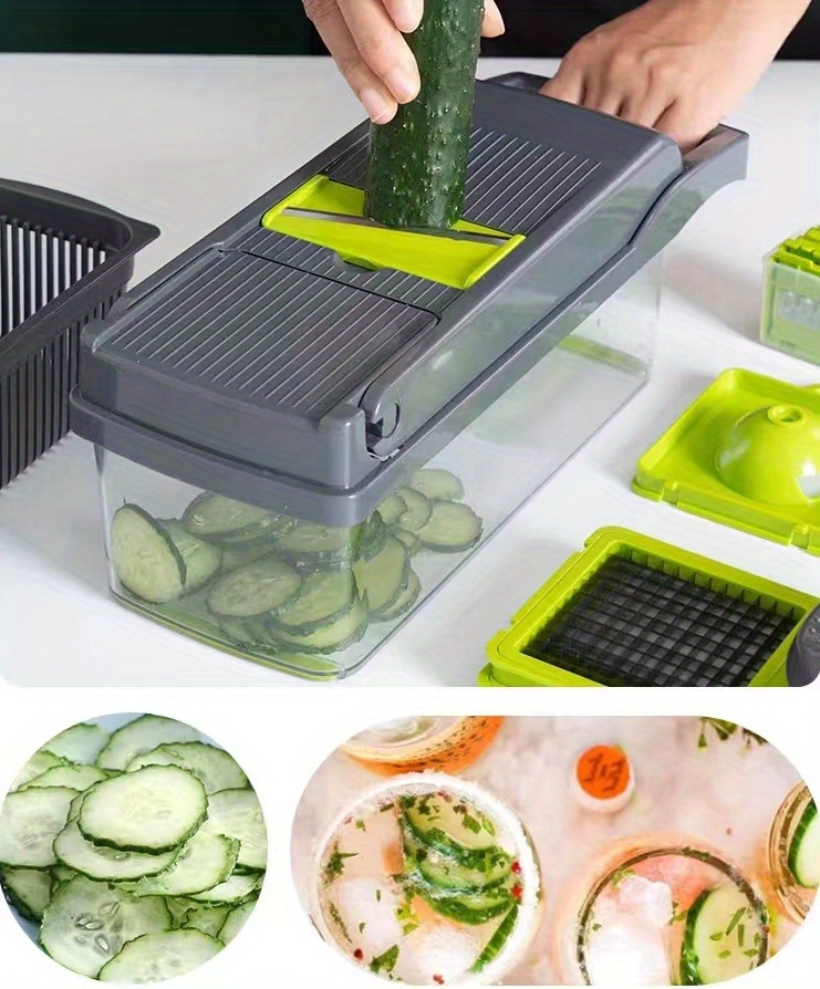 Vegetable Chopper, 1 Food/pro Onion/vegetable Cutter Slicer Dicer With 8  Blades, Potato Carrot Garlic Chopper With Container For Kitchen - Temu