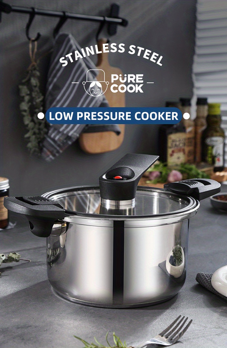  Micro Pressure Cooker, 7L Stainless Steel Micro Pressure Soup  Pot Household Soup Meat Pot with Double Ear Handles, for Induction Cooker  Gas Range, Fast Cooking (Stainless Steel: Home & Kitchen
