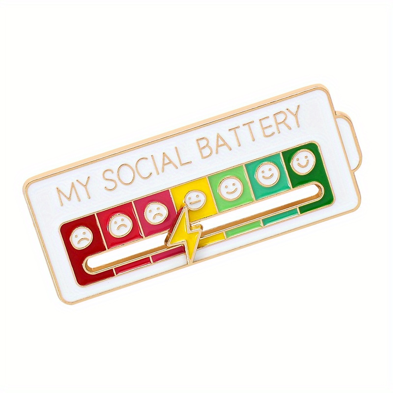Social Battery Pin Creative Lapel Pin Fun Enamel Emotional - Temu Germany