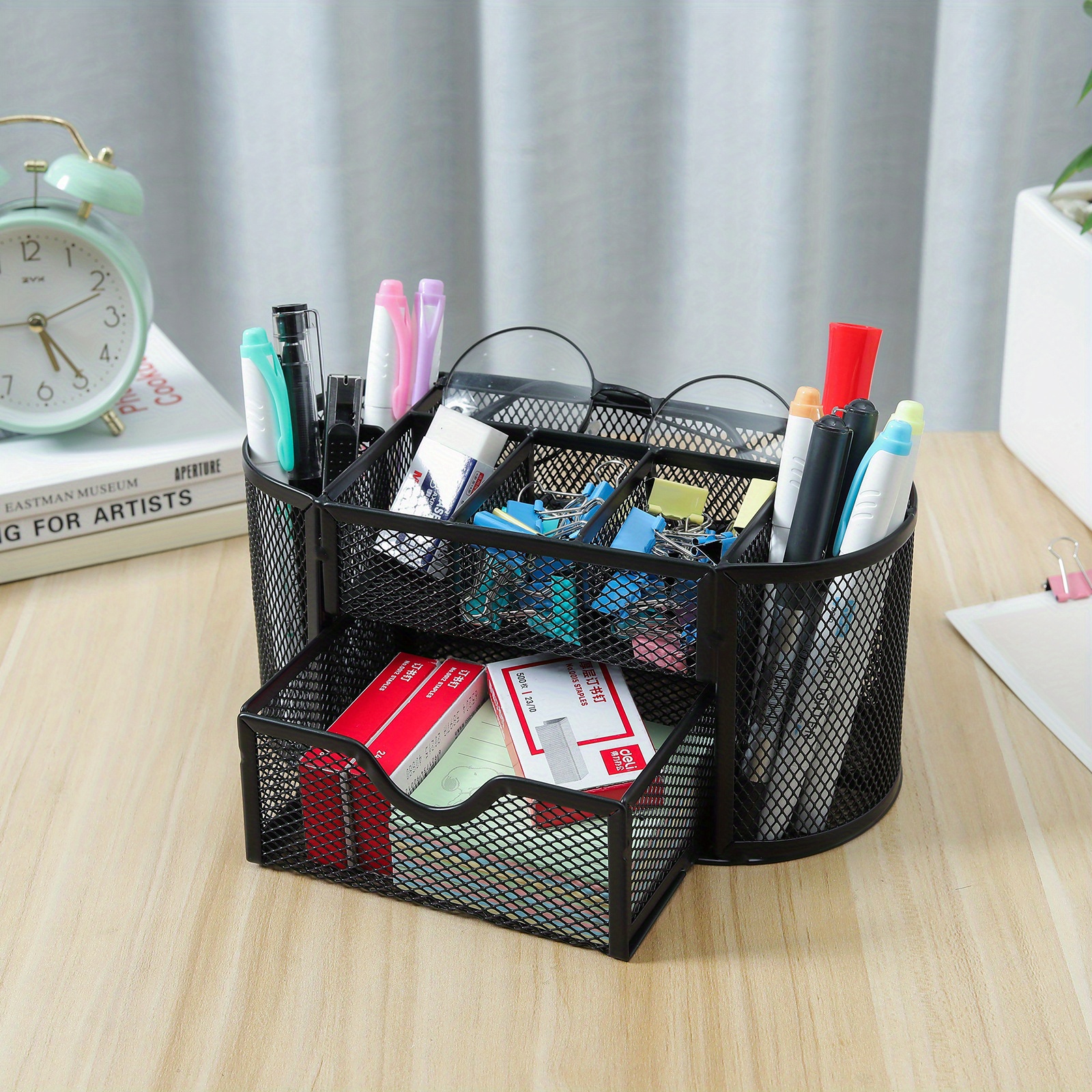 Pen Holders Black Metal Stand Mesh Style Pen Pencil Ruler Temu Australia 8472