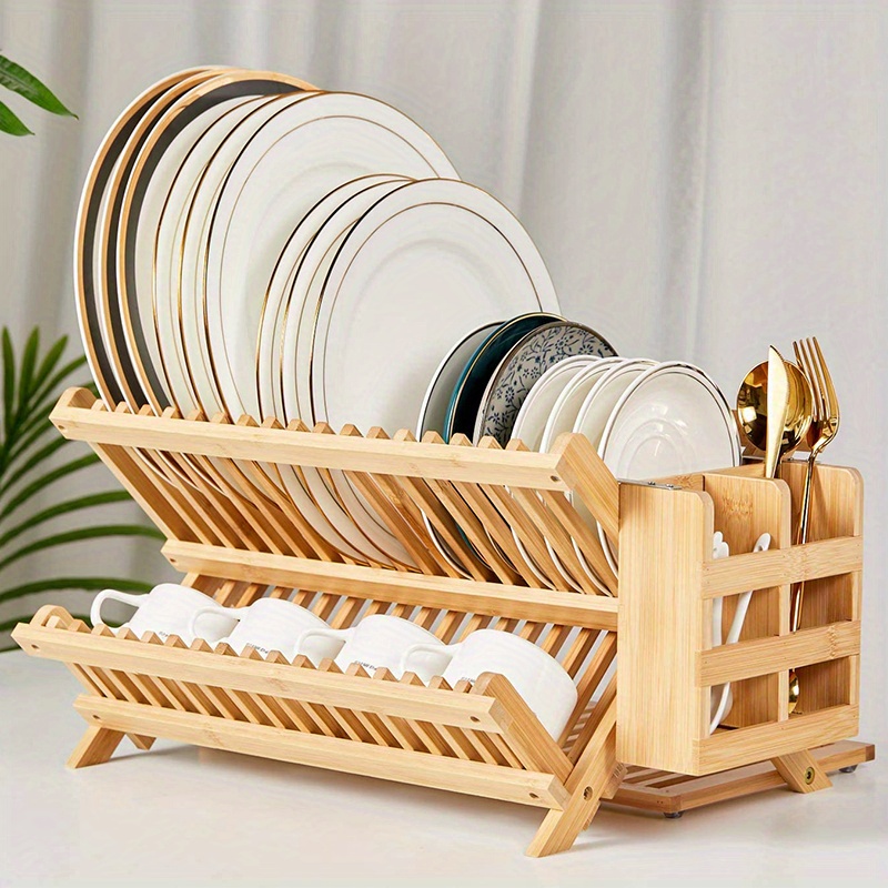 Zulay Kitchen Foldable Bamboo Dish Drying Rack - 2-Tier, 1 - Kroger