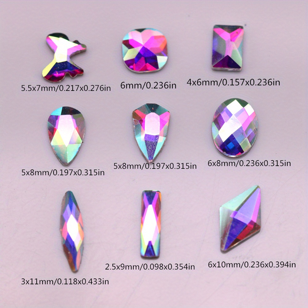 Katfan 1440PCS Flatback Crystal Rhinestones Round Gems Diamonds Stones  Iridescent Rhinestone Jewels for Crafts Clothes DIY Nail Art Decorations