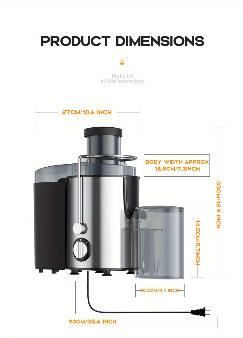 Juicer Extractor Double Layer Body S/s+plastict Avoid Short - Temu