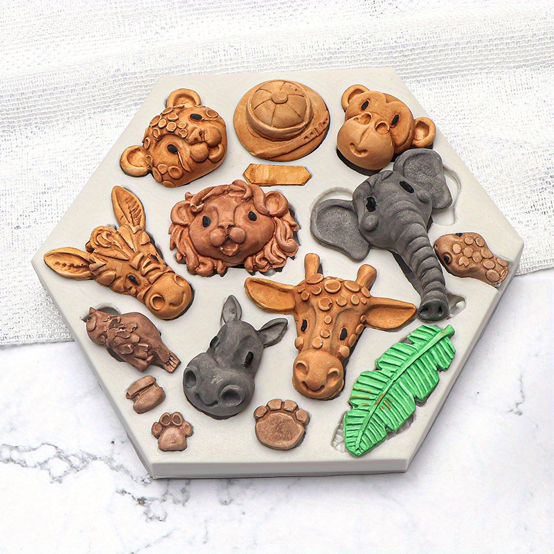 GENEMA 3D Fondant Moulds Cartoon Animal Silicone Molds Cake Baking Fudge  Chocolate Mold Cake Decoration Candy Polymer Clay Mold 