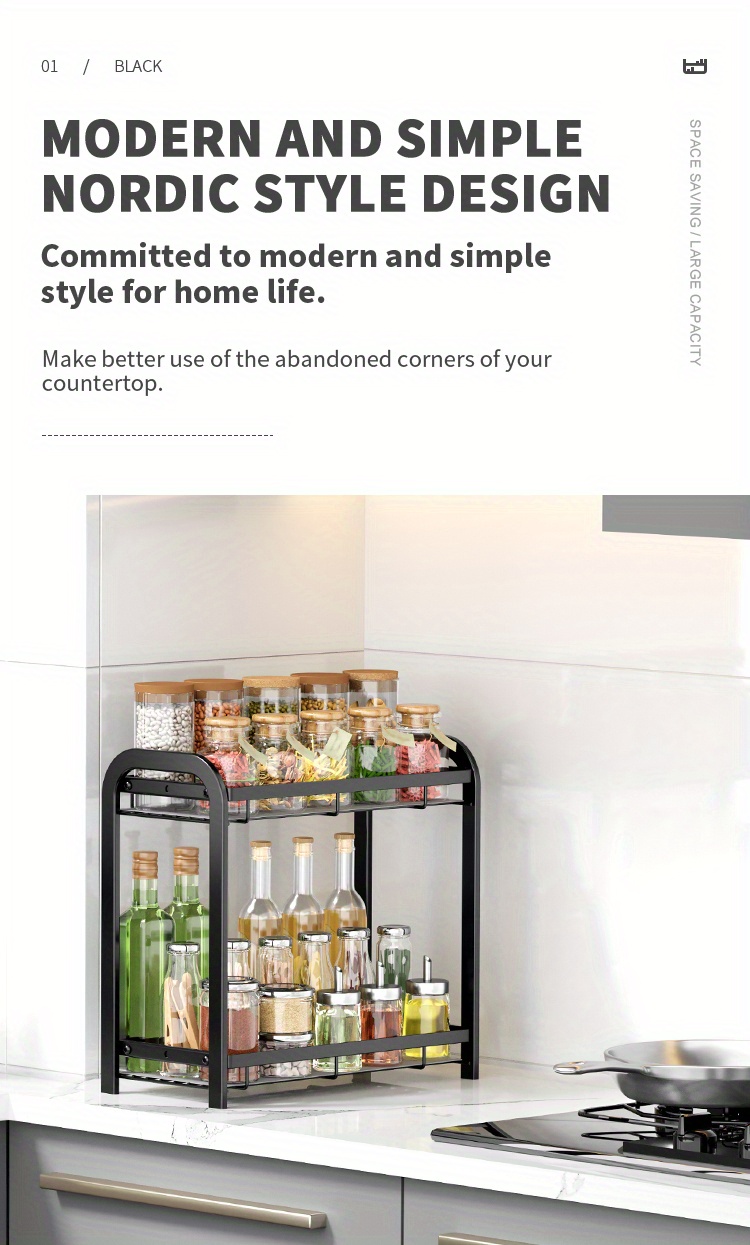 Spice Rack Organizer For 2 Tiers Kitchen Seasoning Organizer