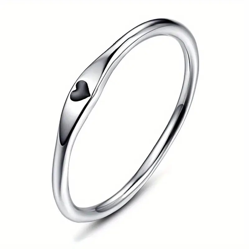 Simple Heart Shaped Pattern Wedding Ring Stackable - Temu
