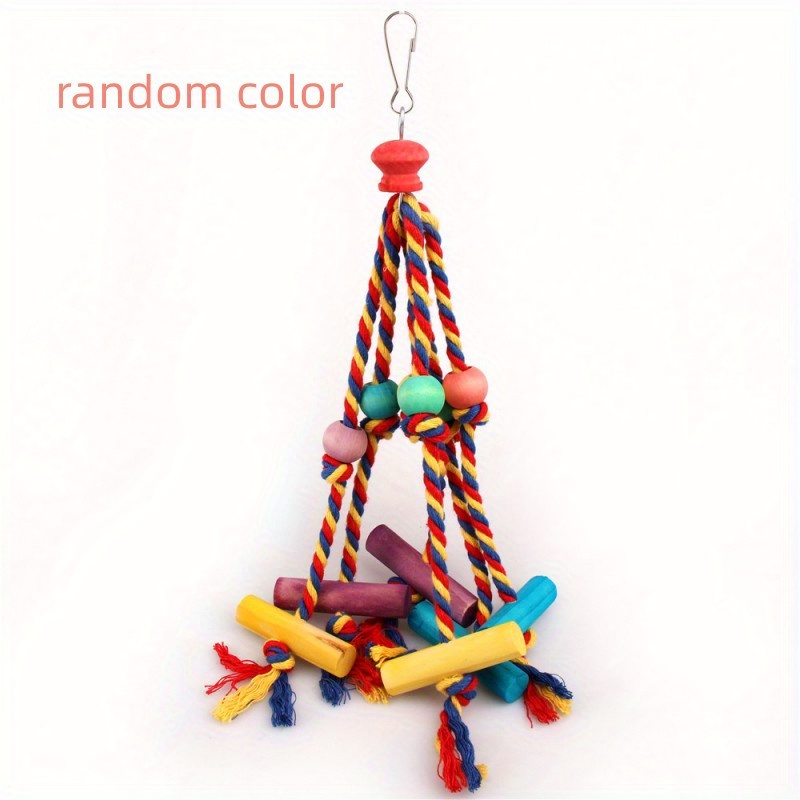 Rope Bird Chew Toy For Parrots, Wooden Block Parrots Chew Toy, Bird Toys