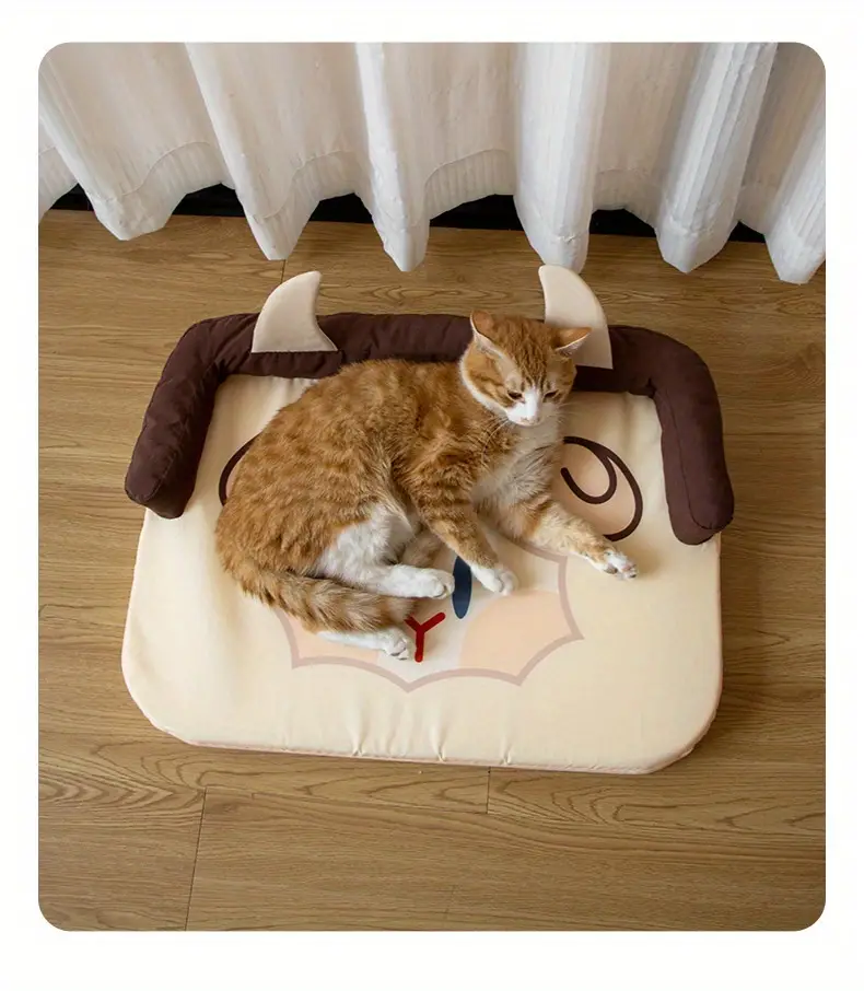 Cat Bed Four Seasons Universal Cat Sofa Cartoon Animal Print Pet Sleeping Bed For Small Dog details 5