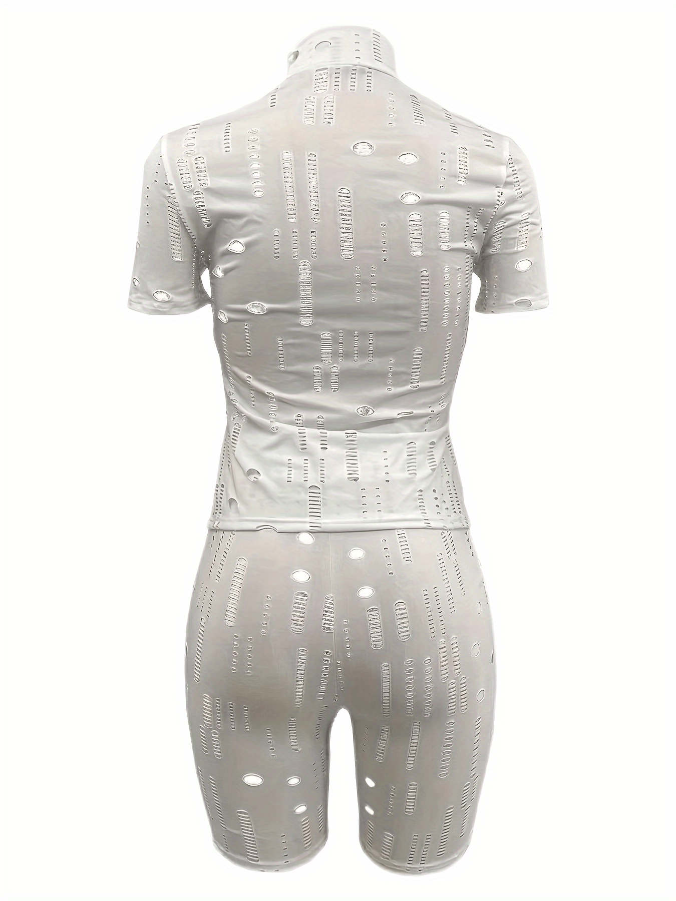 Sexy 2pc Set Mock Neck Tee & Slim Shorts Outfit