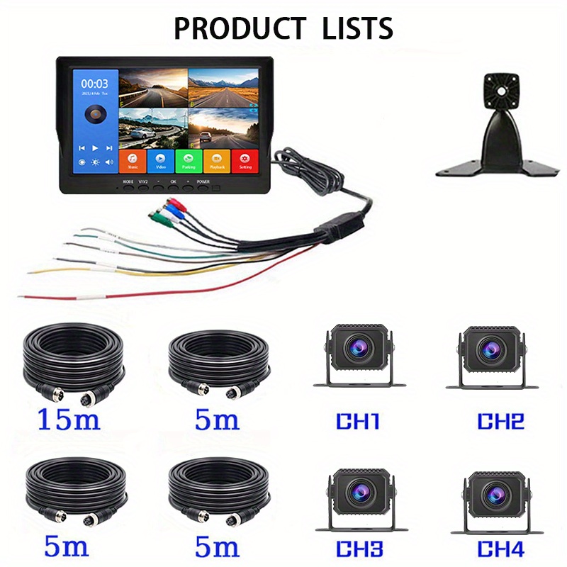 10 1 Inch Screen Rv Bus Truck Ahd Monitor System 720p 1080p Vehicle 4