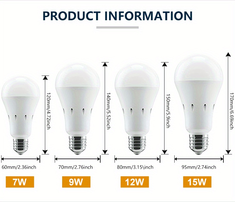 1 pc smart charge led bulb 7w 9w 12w 15w equivalent to 50w 100w daylight white 6000k with switch hook multifunctional battery backup emergency light for home emergency camping outdoor activities e26 base details 1
