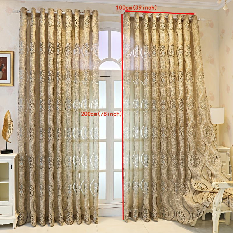 TEMU 1pc Rideaux Ondulés Jacquard Rétro de Style Européen, Traitement de Fenêtre Pour À Coucher, , , , , La Décoration de