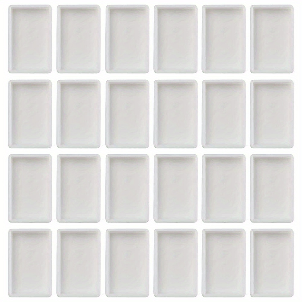 24pcs Empty Watercolor Full Pans For Painting Supplies, White Plastic Pans For Color Mixing Oil Paint Or Acrylics