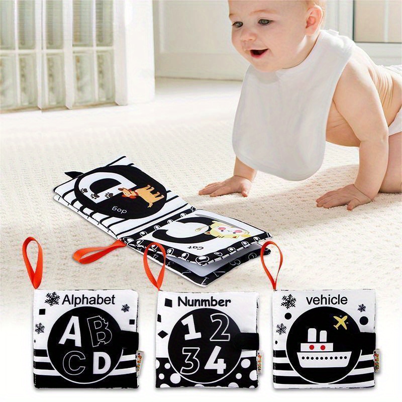 Livre Noir et Blanc Bébé, Livres en Tissu Doux pour bébés, Livre Tissu Bébé  Jouet Educatif