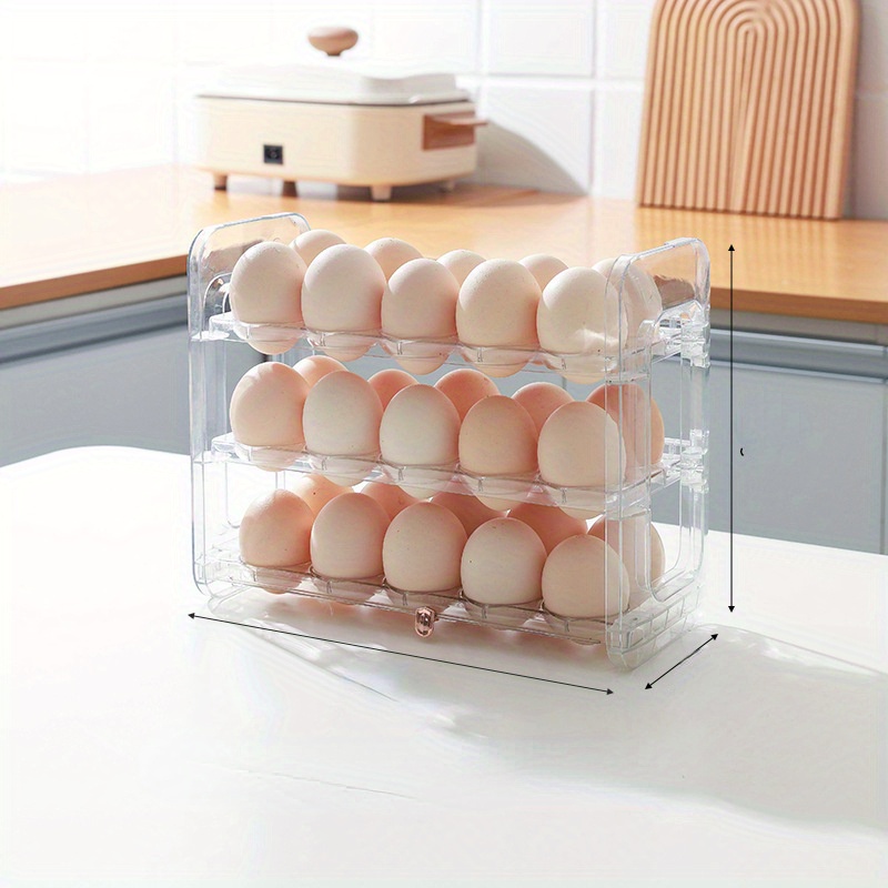 3 Tier Egg Container For Refrigerator Auto Flip Egg Organizer Egg Tray