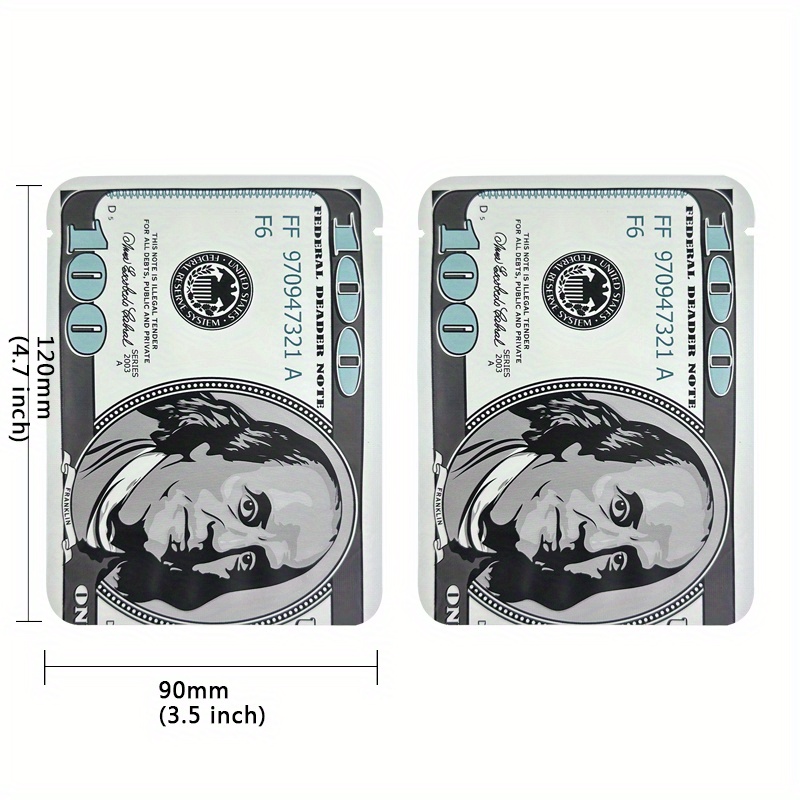 Dollar Sign Pattern Mylar Bags 3.5 Zip Lock Packaging Bag : - Temu