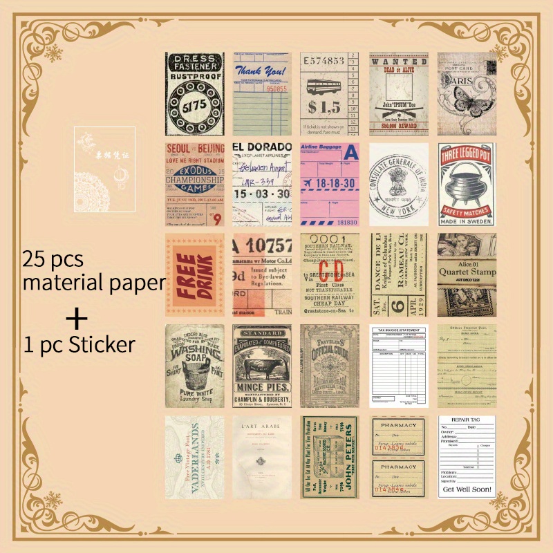 Scrapbooking Set, Journal Paper Set, Paper Romance, Craft Paper, Junk  Journal, 30 Piece Bundle, Stickers 