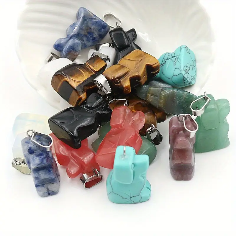 Random Stone Puppy Pendant Engraved Fashion - Temu Australia