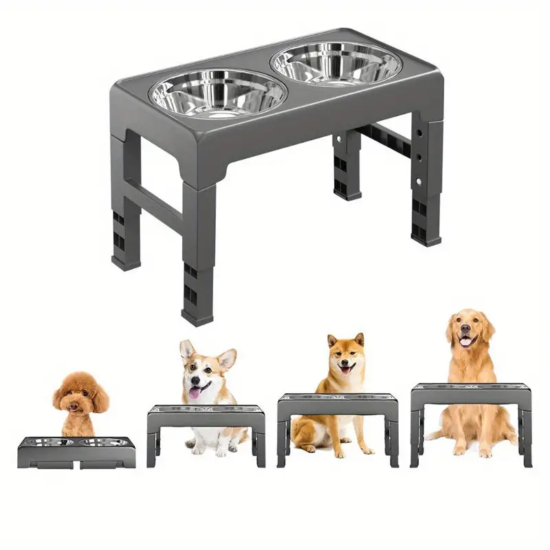 Elevated Dog Bowls Height Adjustable Dog Raised Food Bowl Black( Color :  Black )