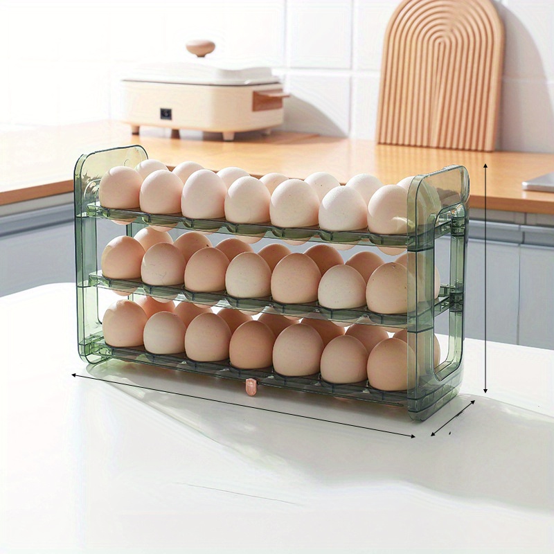 3 Tier Egg Container For Refrigerator Auto Flip Egg Organizer Egg Tray