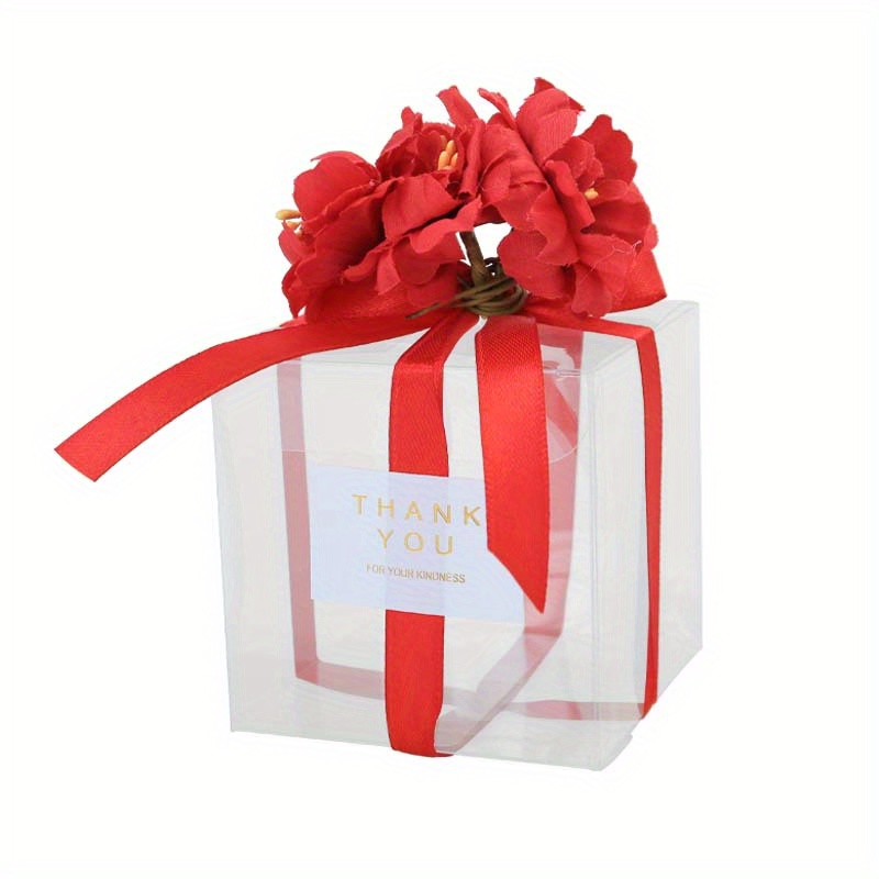 Transparent Box With Flower Jewelry Packaging Box Wedding - Temu