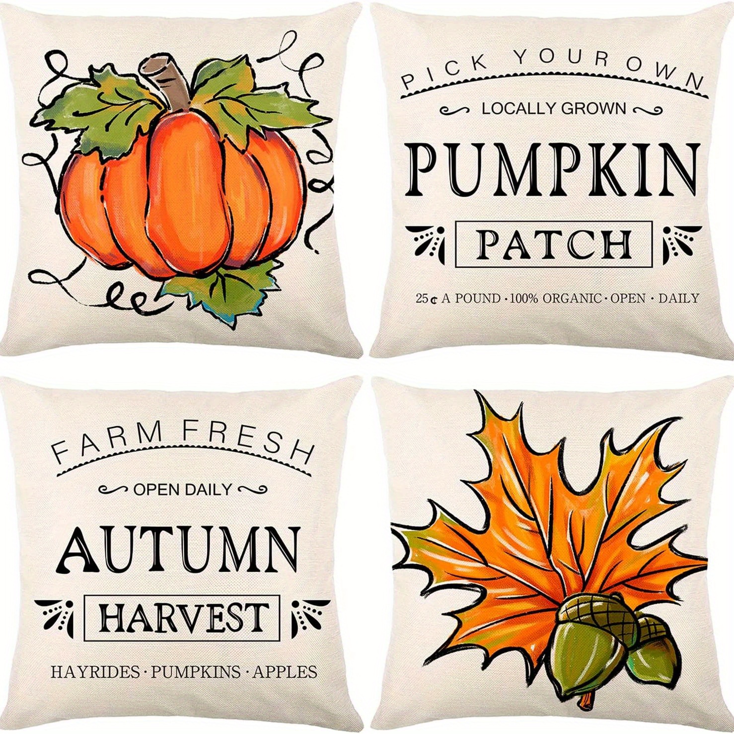 Picked Daily Farm Fresh Pumpkin Pillow Cover 18x18 inch