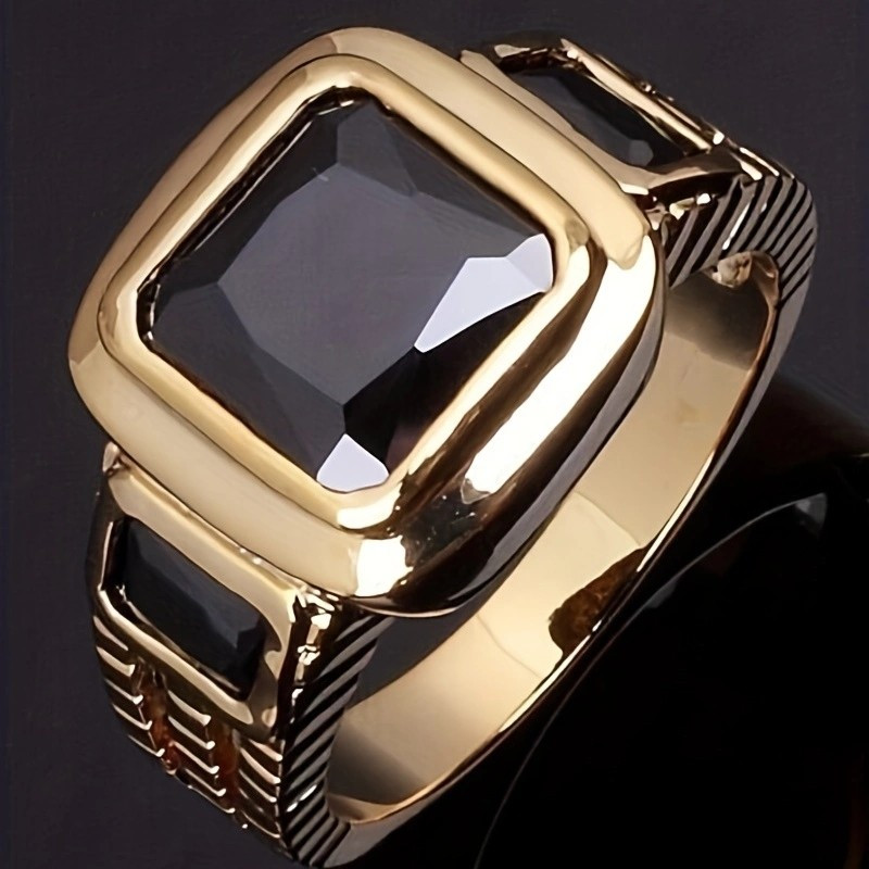Men's Fashionable Green Zircon Wedding Engagement Ring
