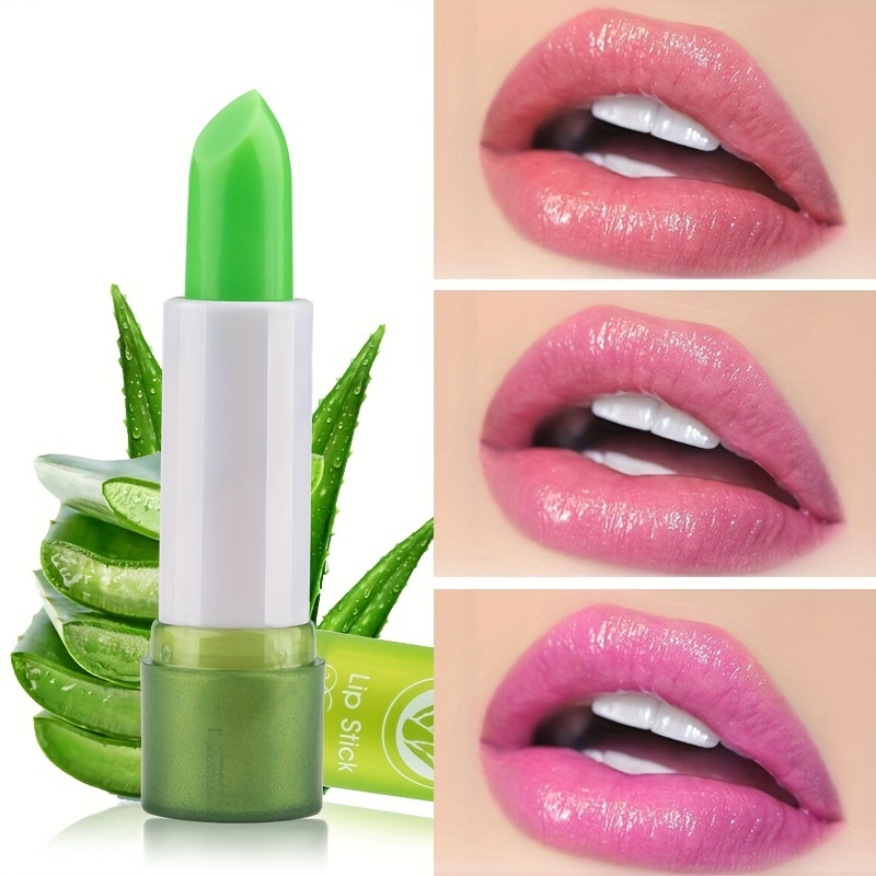 

Aloe Vera Lipstick, Long Lasting Nutritious Lip Balm Lips Moisturizer Magic Temperature Color Change Lip Gloss Lipstick Lip Blam Makeup