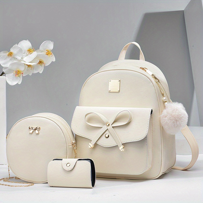 Women's Backpack PU Leather Bags for Female Cute Bow-knot Shoulder