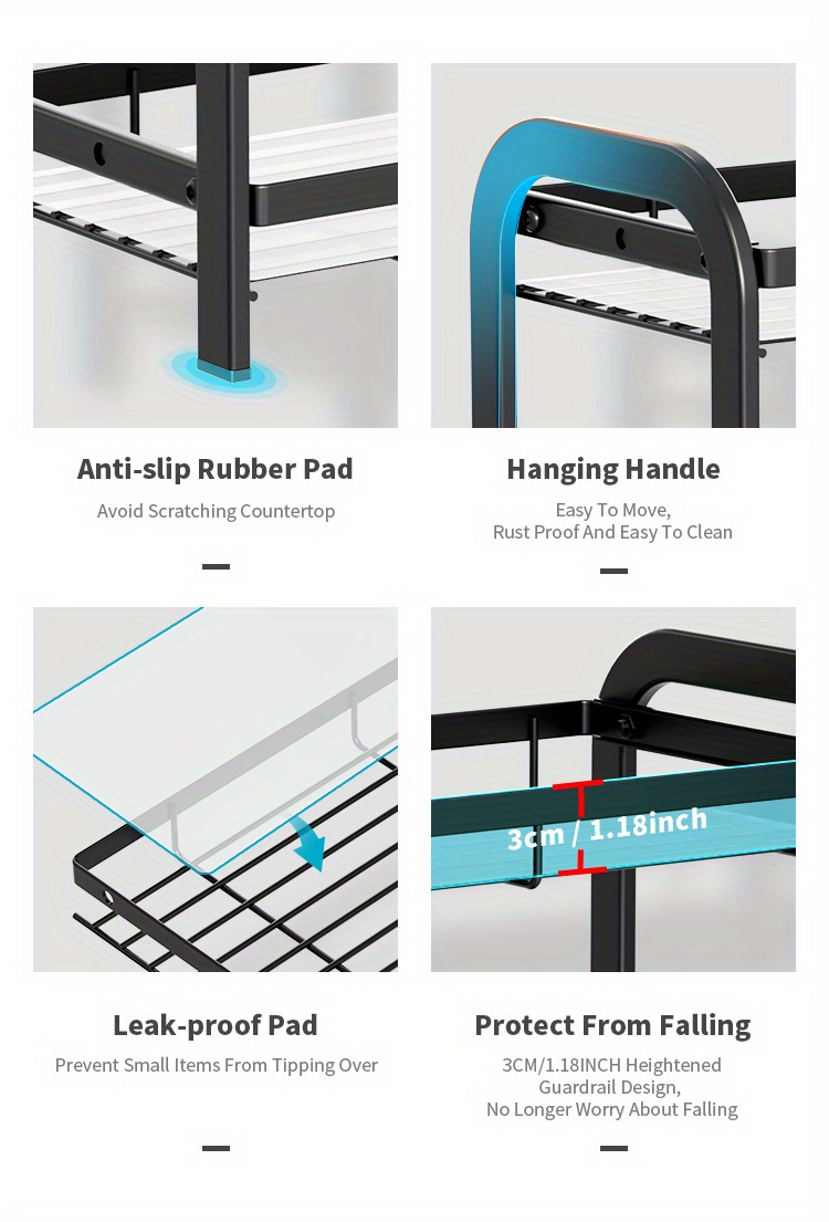 Spice Rack Organizer For 2 Tiers Kitchen Seasoning Organizer