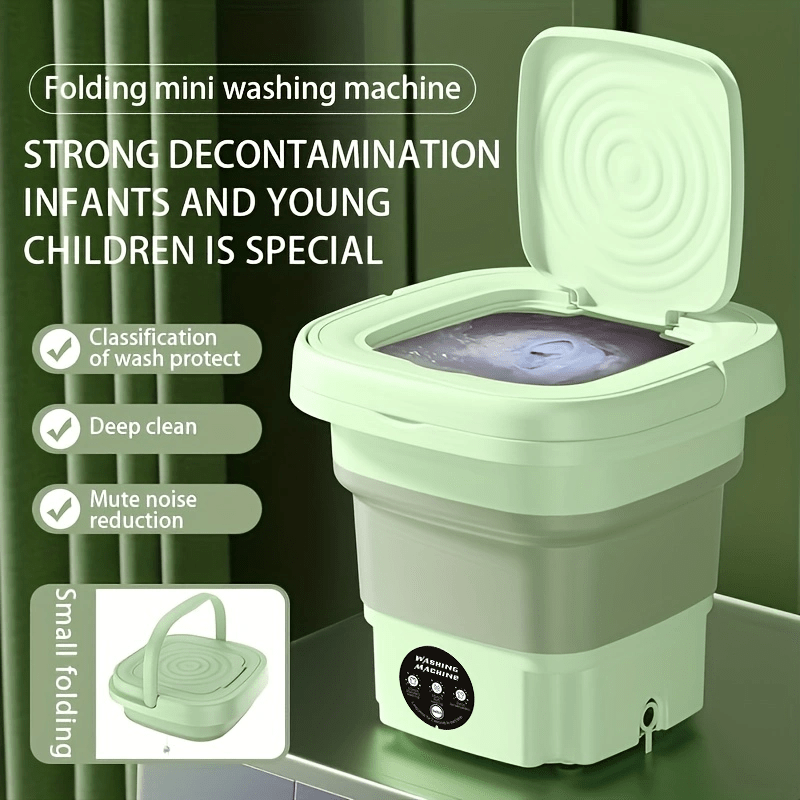 Lavadora portátil, mini lavadora de 8L con 3 modos de limpieza de tiempo,  lavadora portátil con giro suave y drenaje para calcetines, ropa de bebé