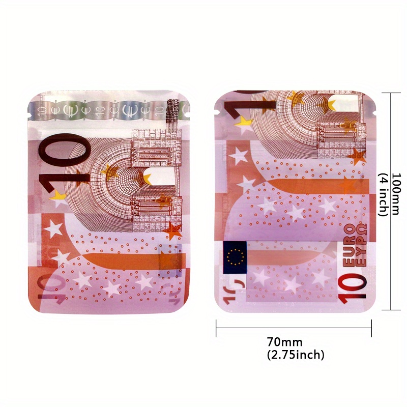 100pcs dollar sign pattern mylar bags: smell-proof & lightweight money bags! euro10 710 2 75x3 0